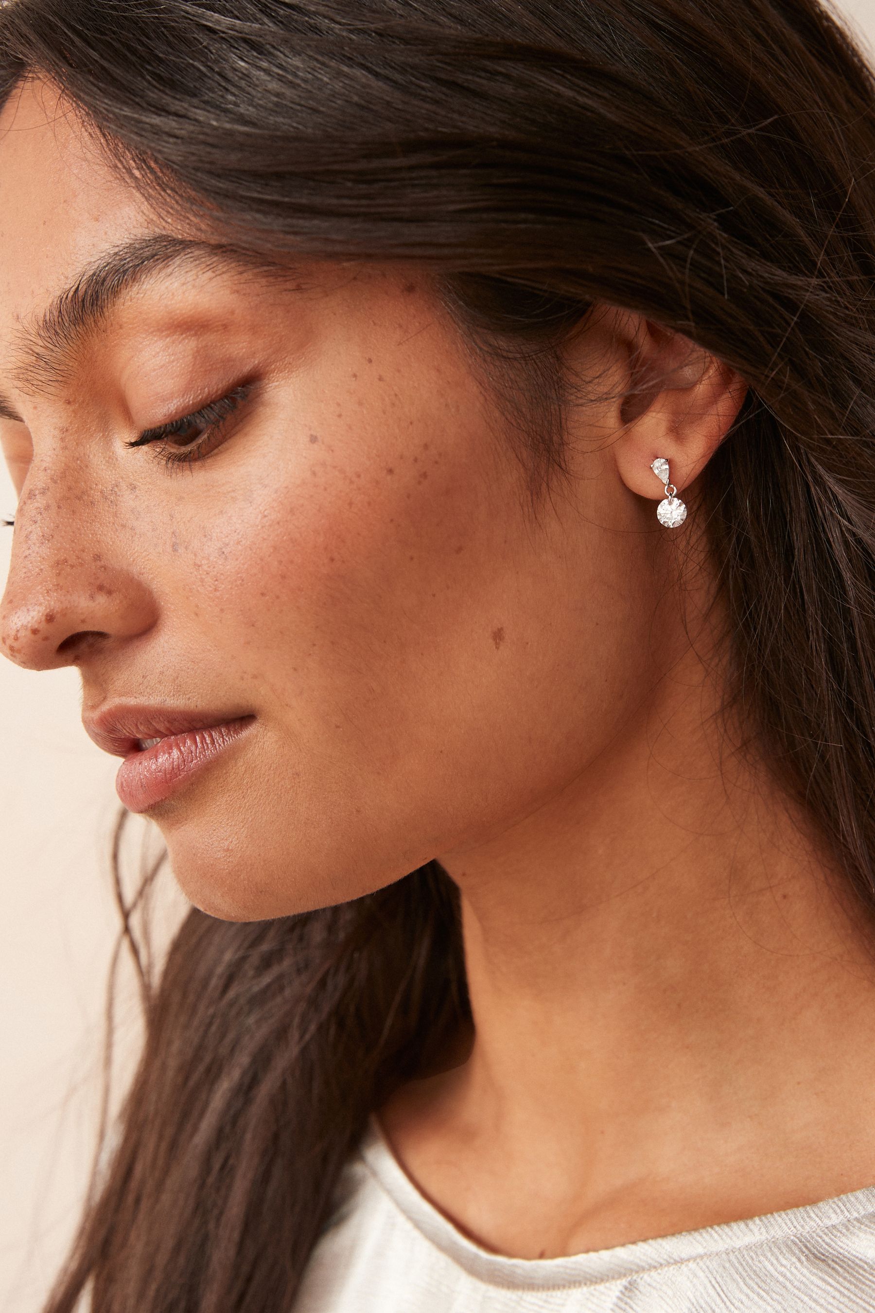 Buy Sterling Silver Cubic Zirconia Drop Earrings from Next Luxembourg