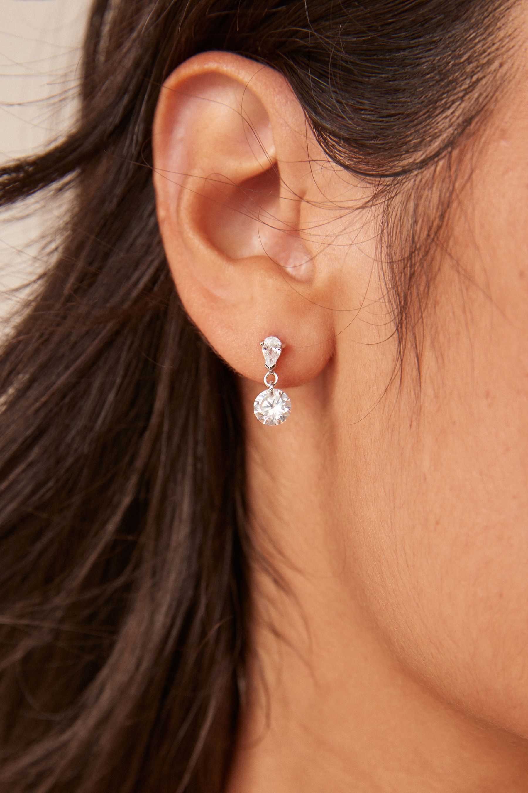 Buy Sterling Silver Cubic Zirconia Drop Earrings from Next Luxembourg