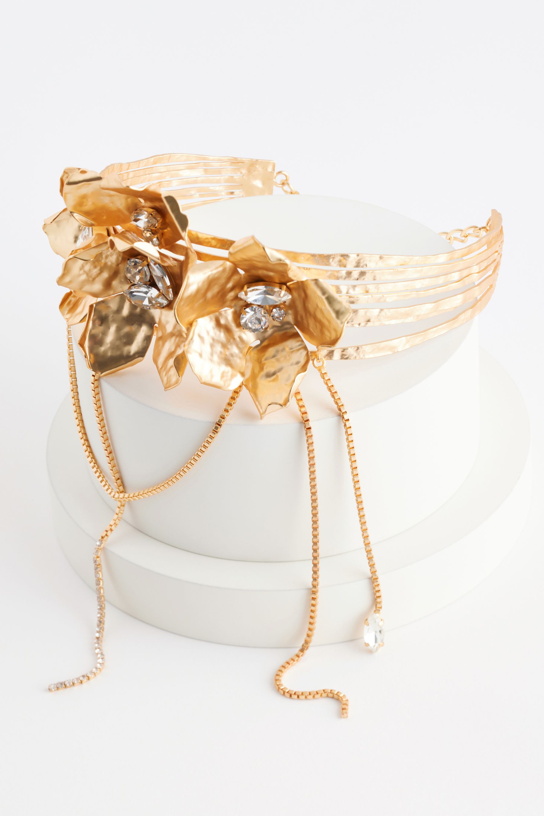 NEXT Gold Tone Chunky Flower Choker Necklace Made With Recycled Iron one Womens