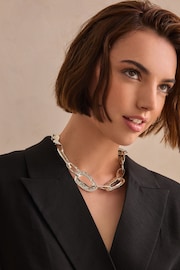 Silver Tone Chunky Molten Chain Necklace Made With Recycled Zinc - Image 1 of 6