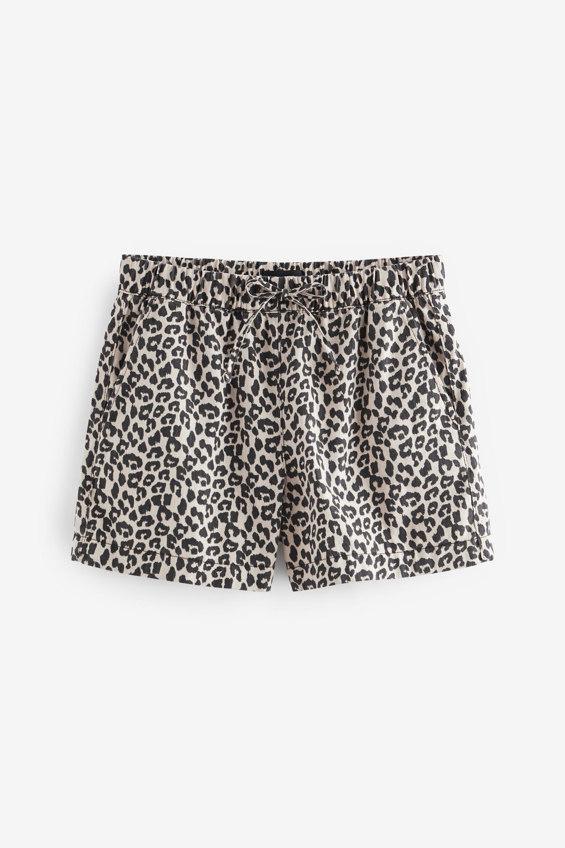 Buy Leopard Print Pull On Lightweight Denim Shorts from Next Luxembourg