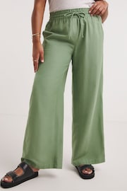 Simply Be Green Linen Mix Wide Leg Trousers - Image 3 of 4