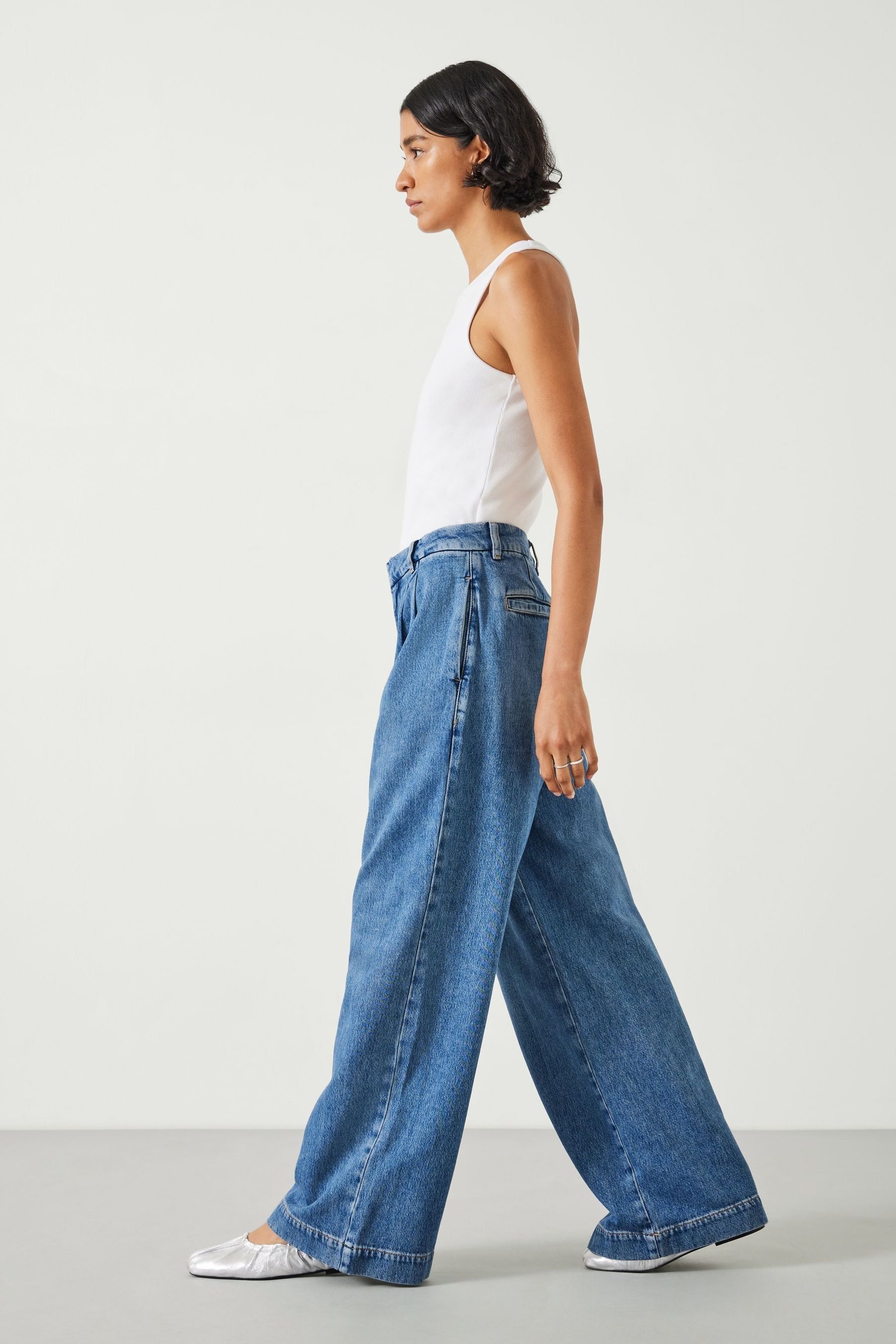 Pleated wide leg jeans cheap