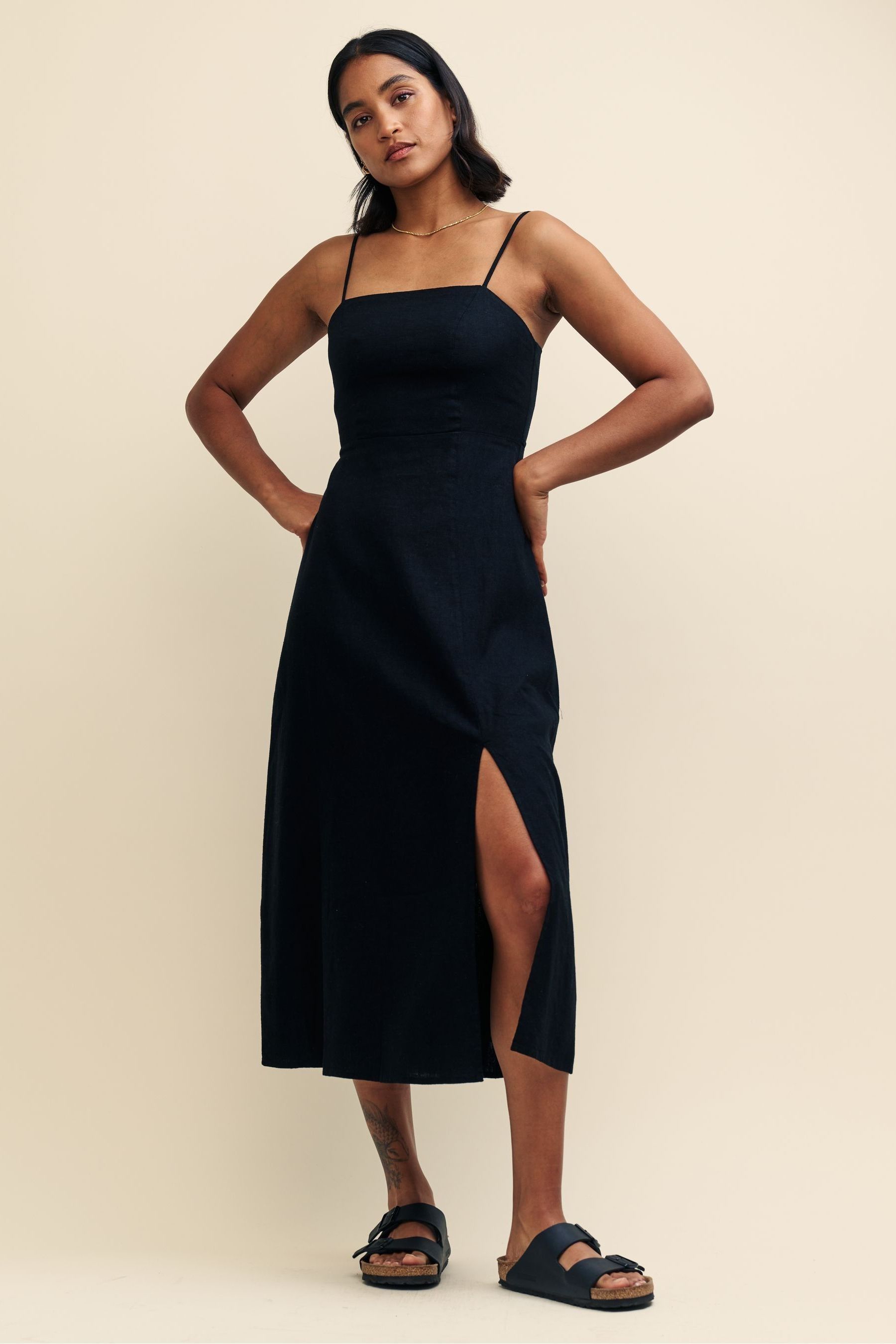 Buy Nobody s Child Black Plain Maddy Midi Dress from the Next UK online shop