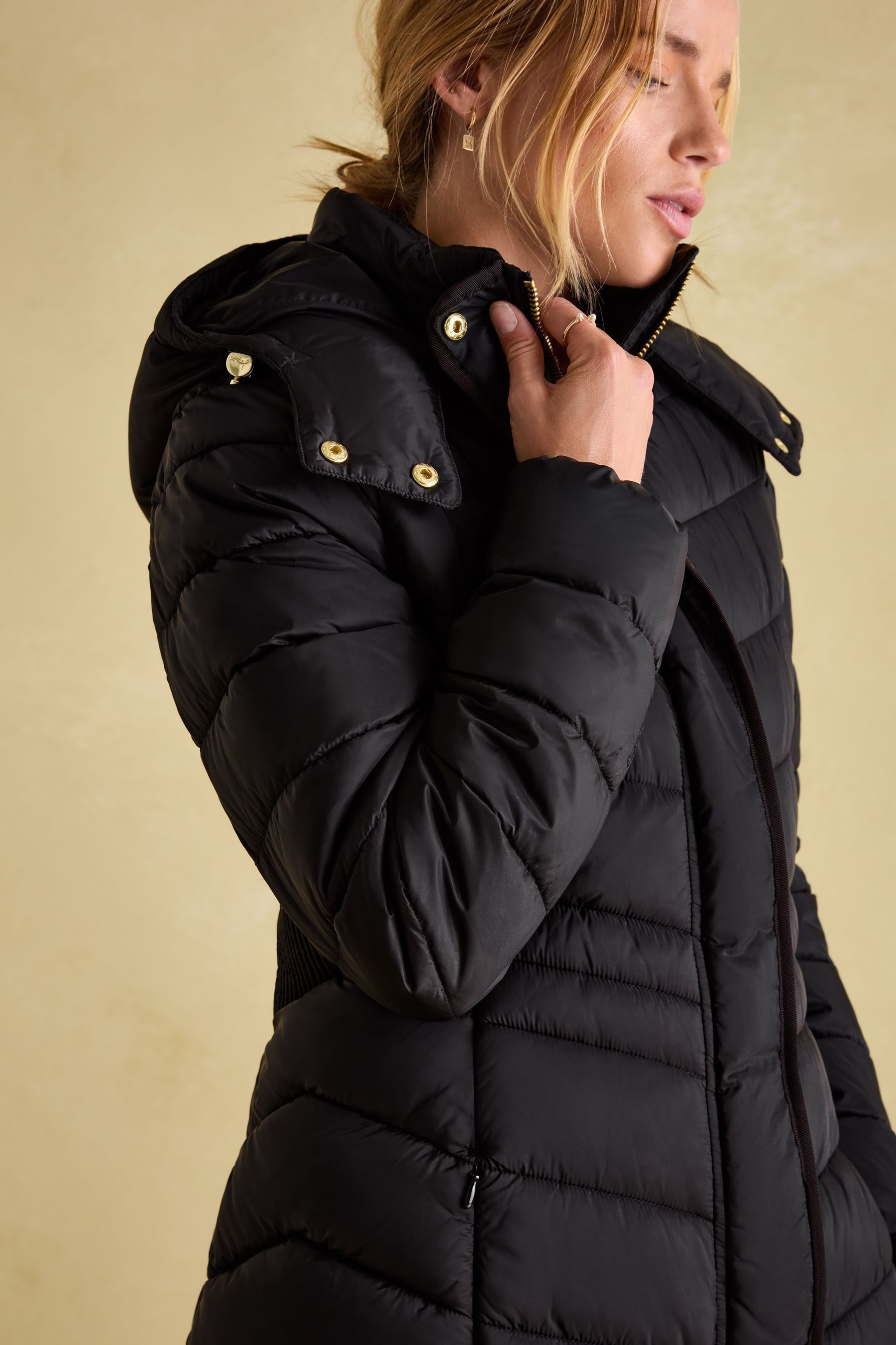 Joules snowbury padded coat black sales