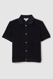 Reiss Navy Eden Junior Towelling Cuban Collar Shirt - Image 2 of 4