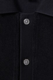 Reiss Navy Eden Junior Towelling Cuban Collar Shirt - Image 4 of 4