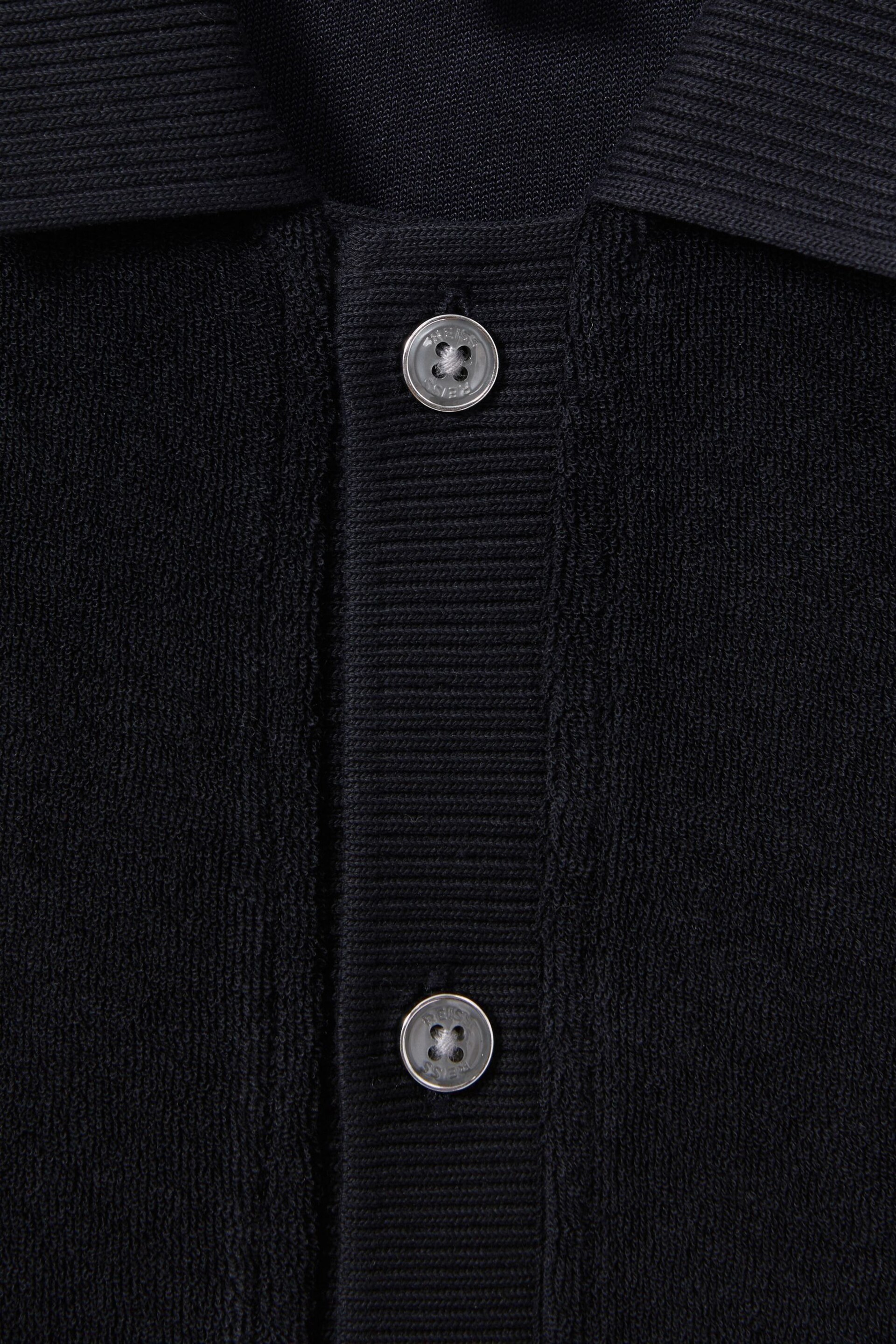 Reiss Navy Eden Junior Towelling Cuban Collar Shirt - Image 4 of 4