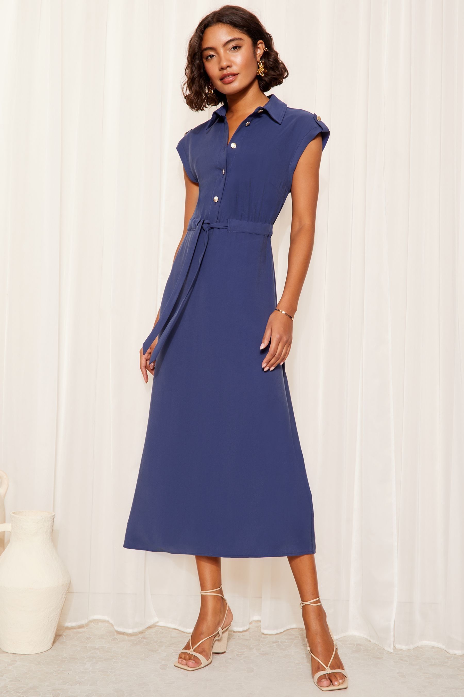 Blue utility dress discount