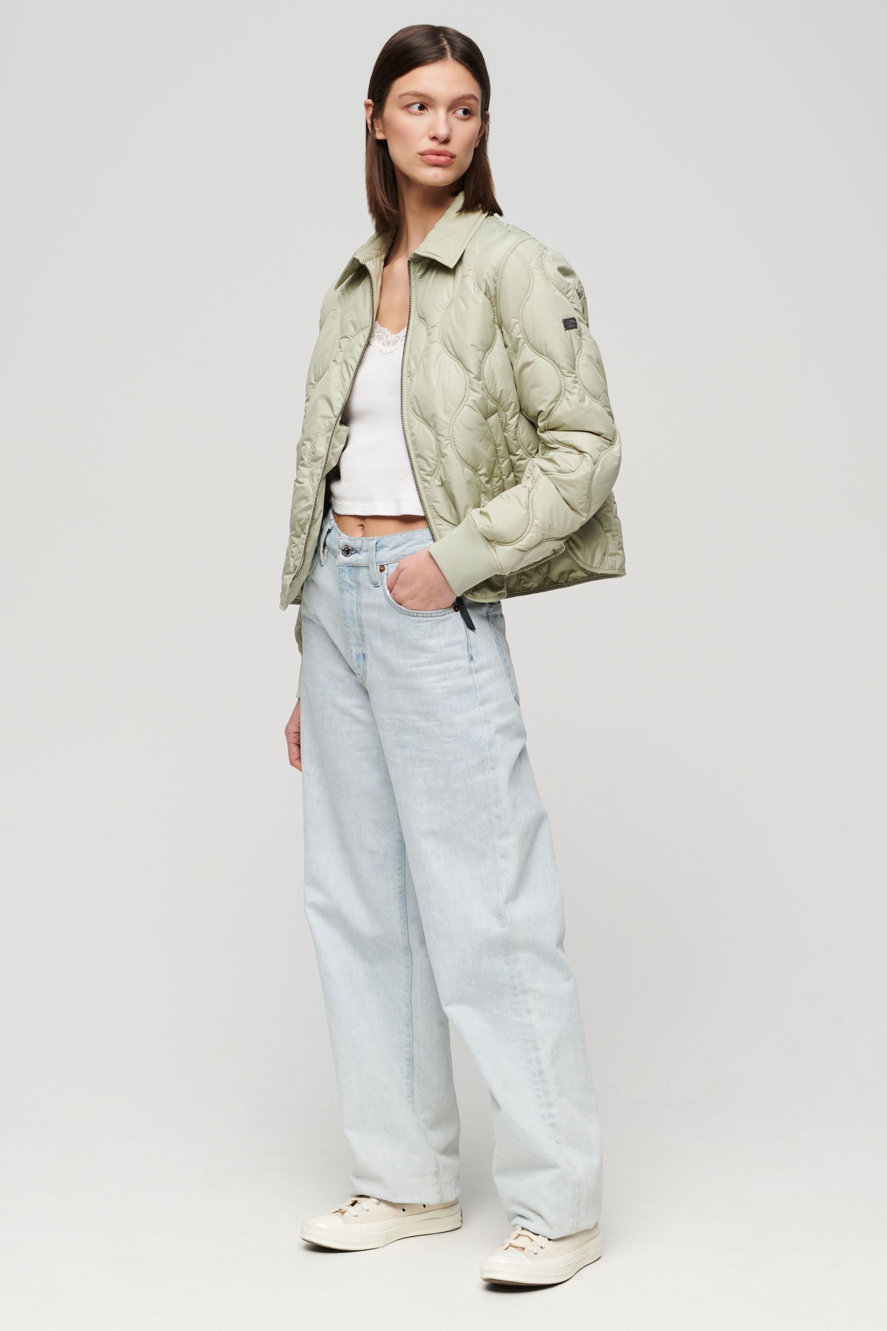 Superdry Olive Green Studios Cropped Liner Jacket