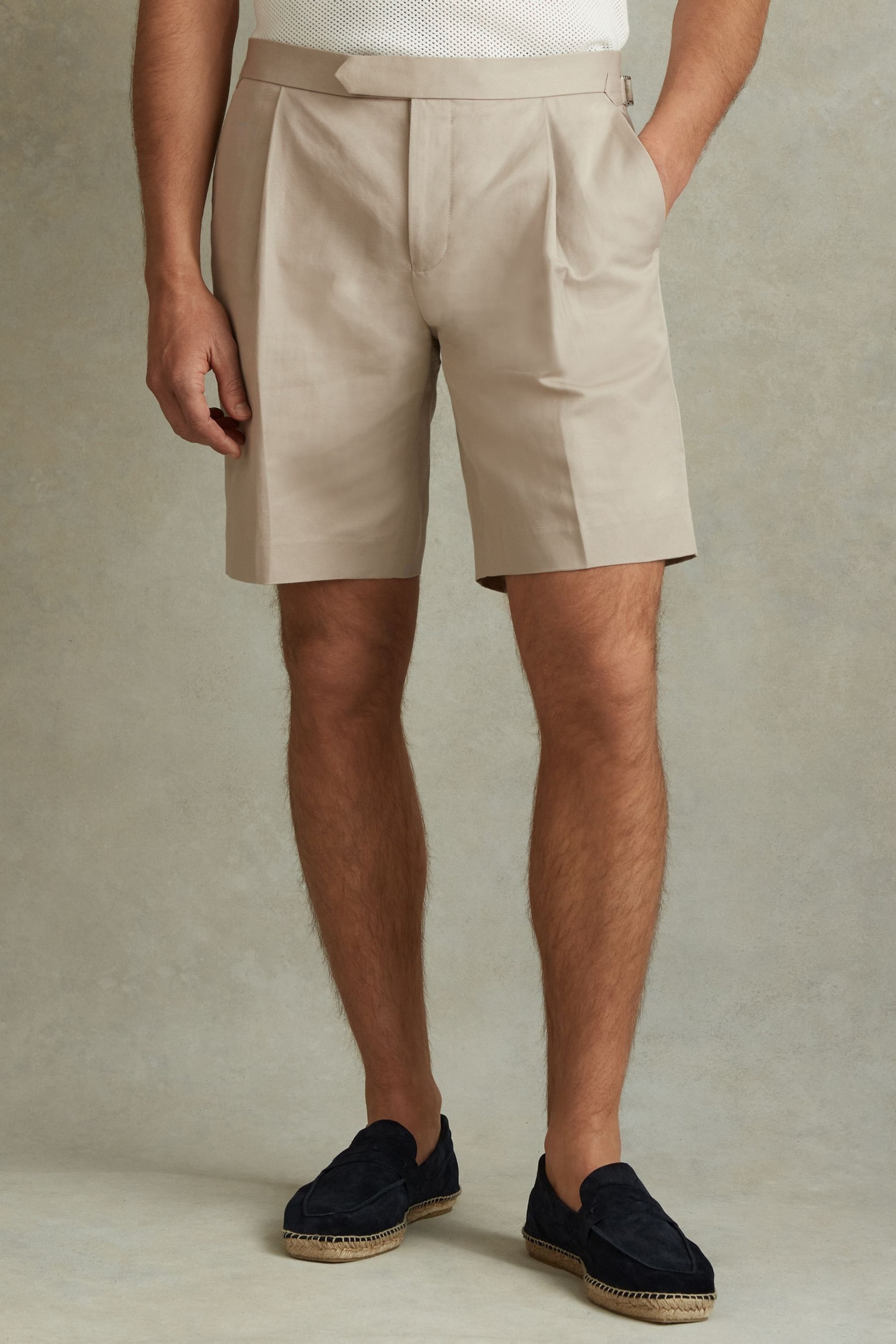 Reiss Stone Con Cotton Blend Adjuster Shorts - Image 3 of 5