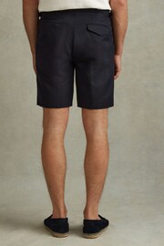Reiss Navy Con Cotton Blend Adjuster Shorts - Image 4 of 5