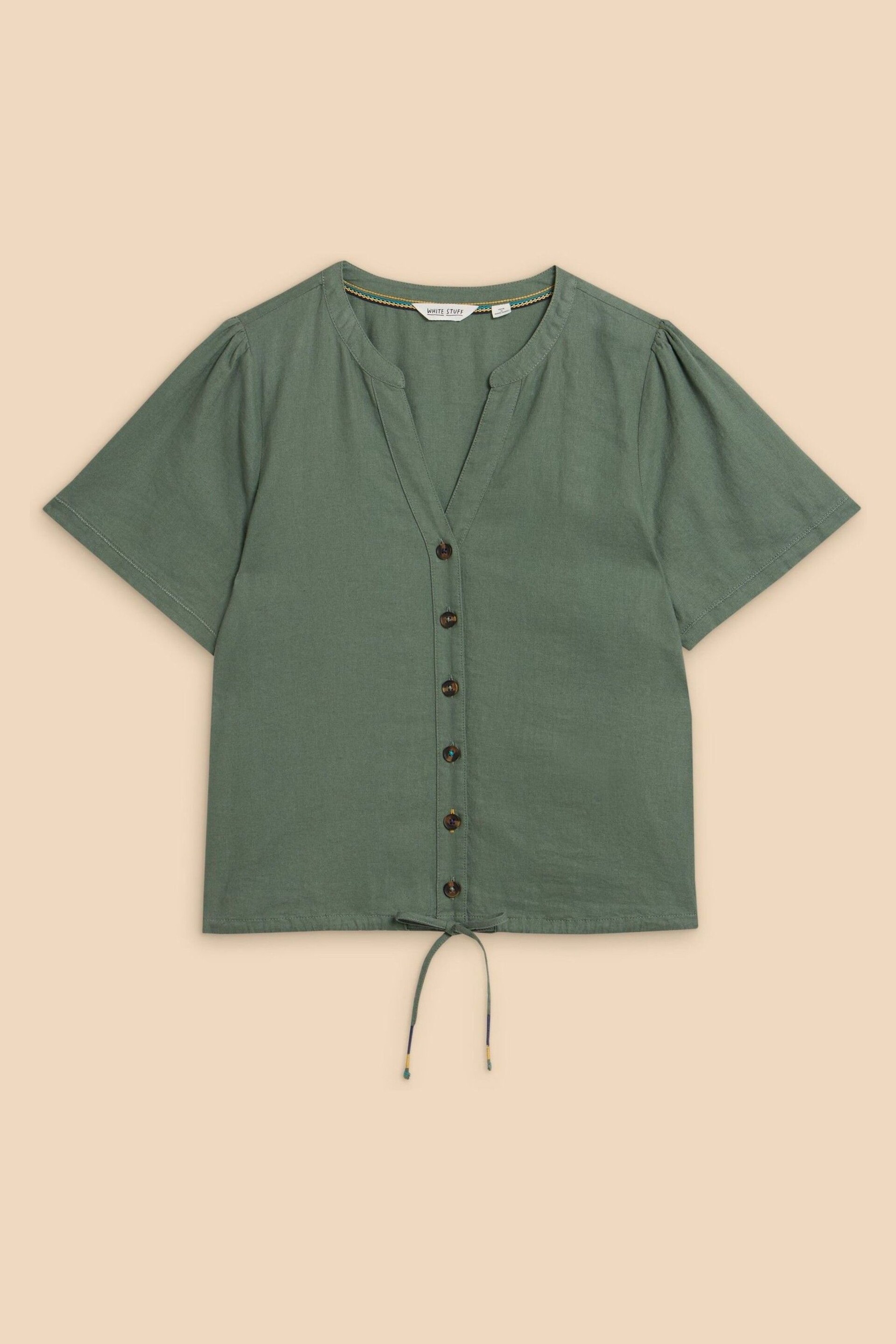 White Stuff Green Ferne Linen Blend Shirt - Image 5 of 7