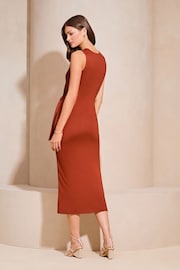 Lipsy Red Petite Sleeveless Racer Tie Side Jersey Midi Dress - Image 2 of 4