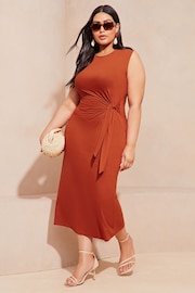 Lipsy Red Curve Sleeveless Racer Tie Side Jersey Midi Dress - Image 3 of 4