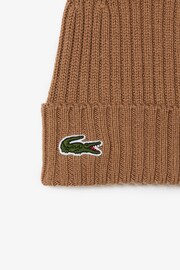 Lacoste Soft Ribbed Brown Beanie - Image 2 of 4