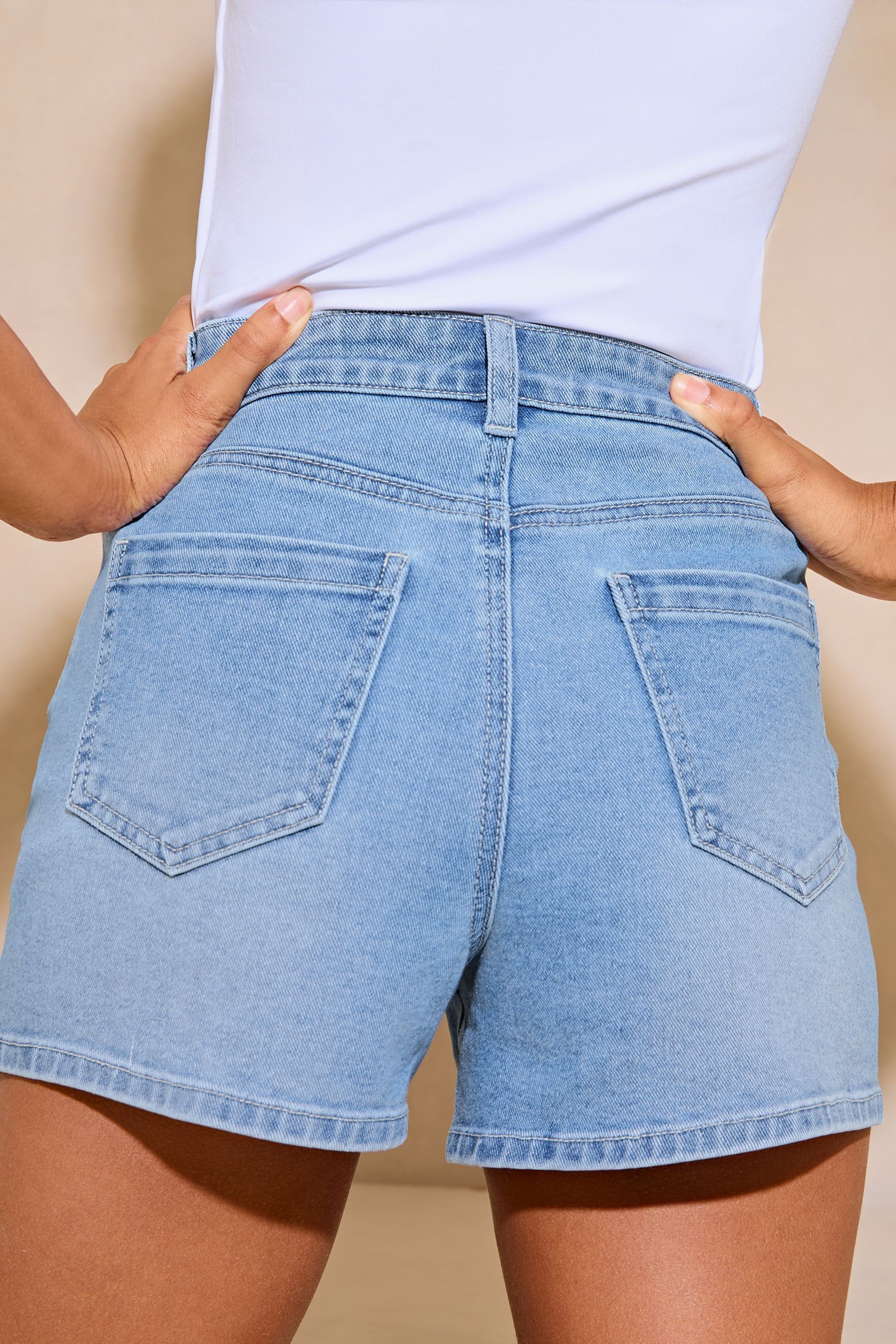 Buy Lipsy Blue Diamante Denim Mom Shorts from the Next UK online shop