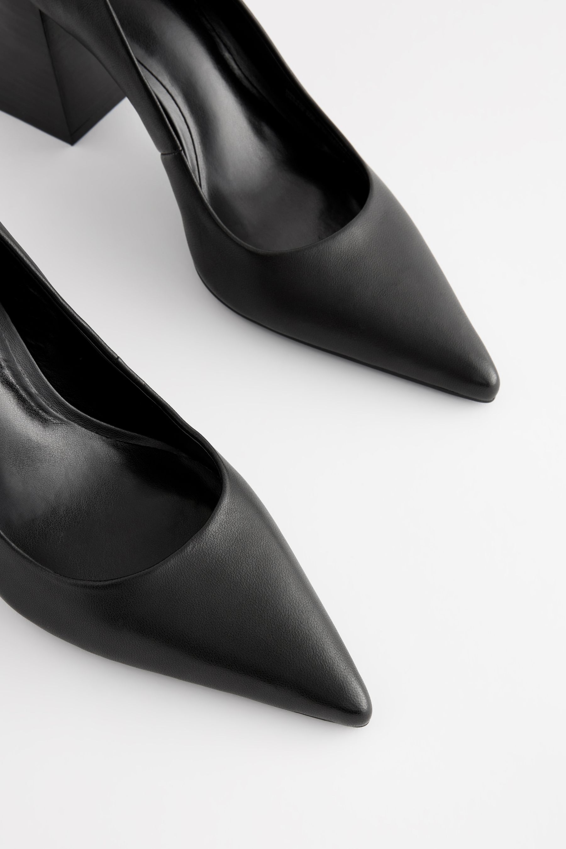 Buy Black Forever Comfort Leather Point Toe Block Heel Courts from the Next UK online shop