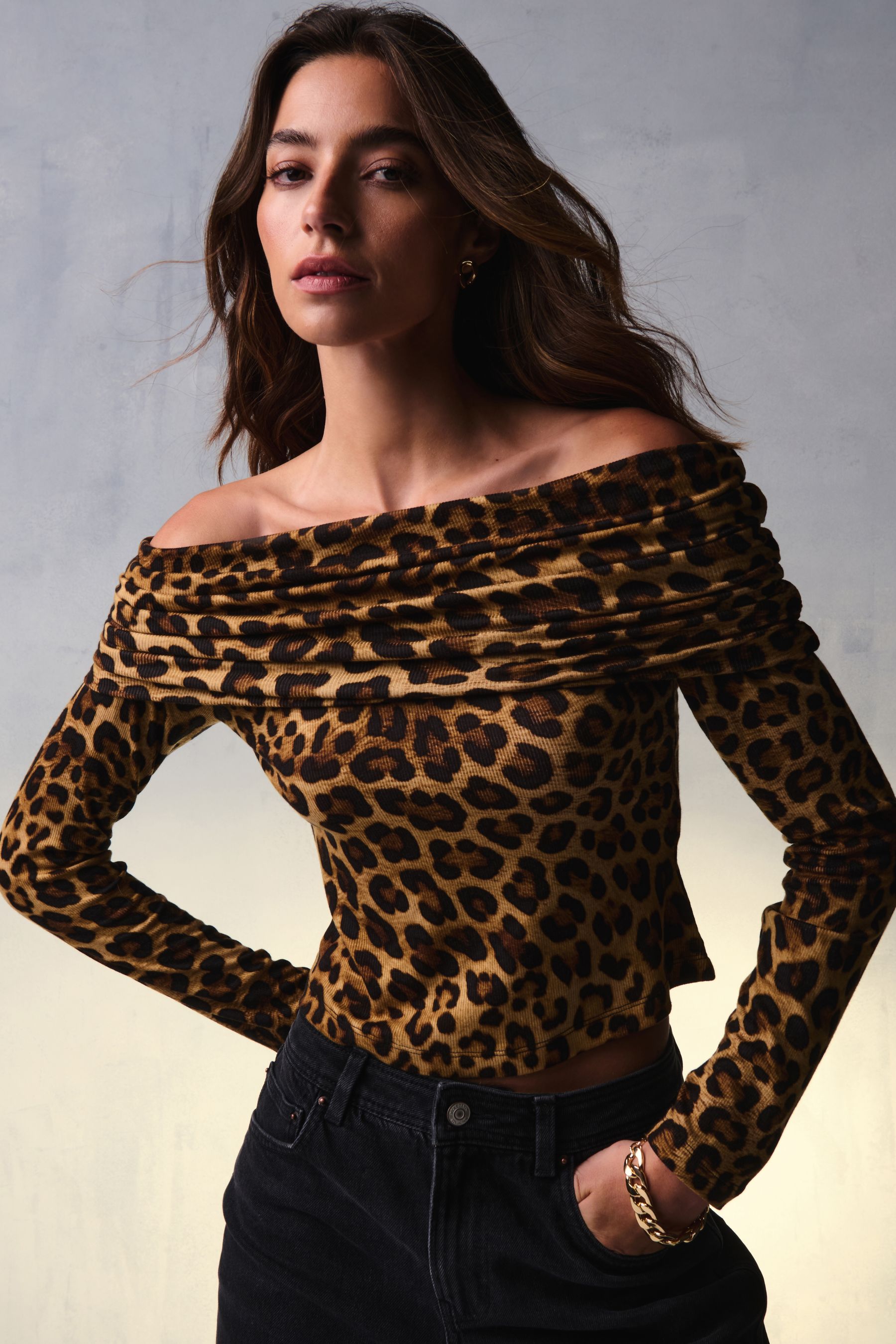 Bardot long sleeve top clearance