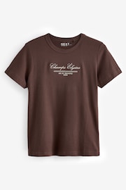 Chocolate Brown Essential Pure 100% Cotton Short Sleeve Crew Neck T-Shirt - Image 5 of 6