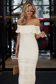 Lipsy Camel Bardot Crochet Maxi Dress - Image 1 of 4