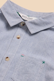 White Stuff Blue Chambray Short Sleeve 100% Cotton Shirt - Image 3 of 3