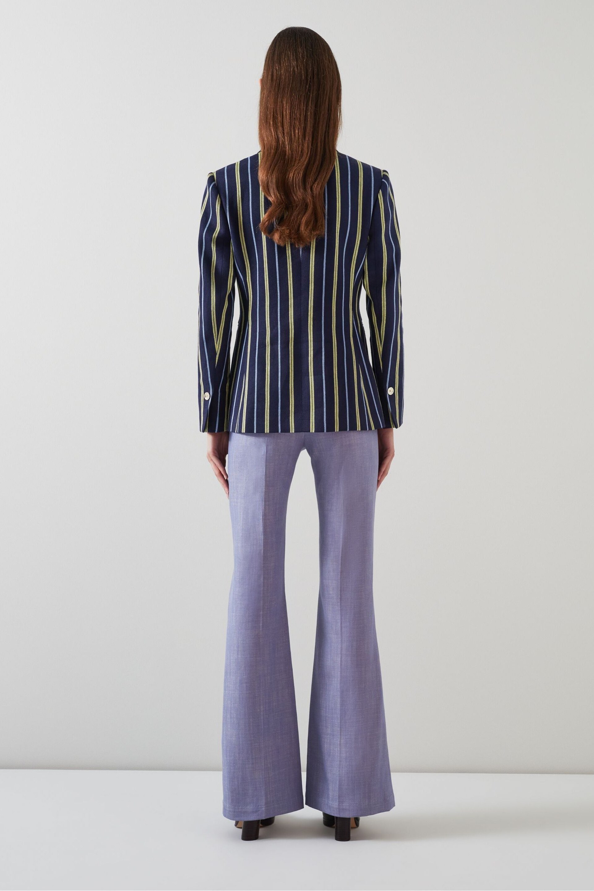 LK Bennett Mya Striped Linen-Lenzing™ Ecovero™ Viscose Blend Jacket - Image 2 of 4