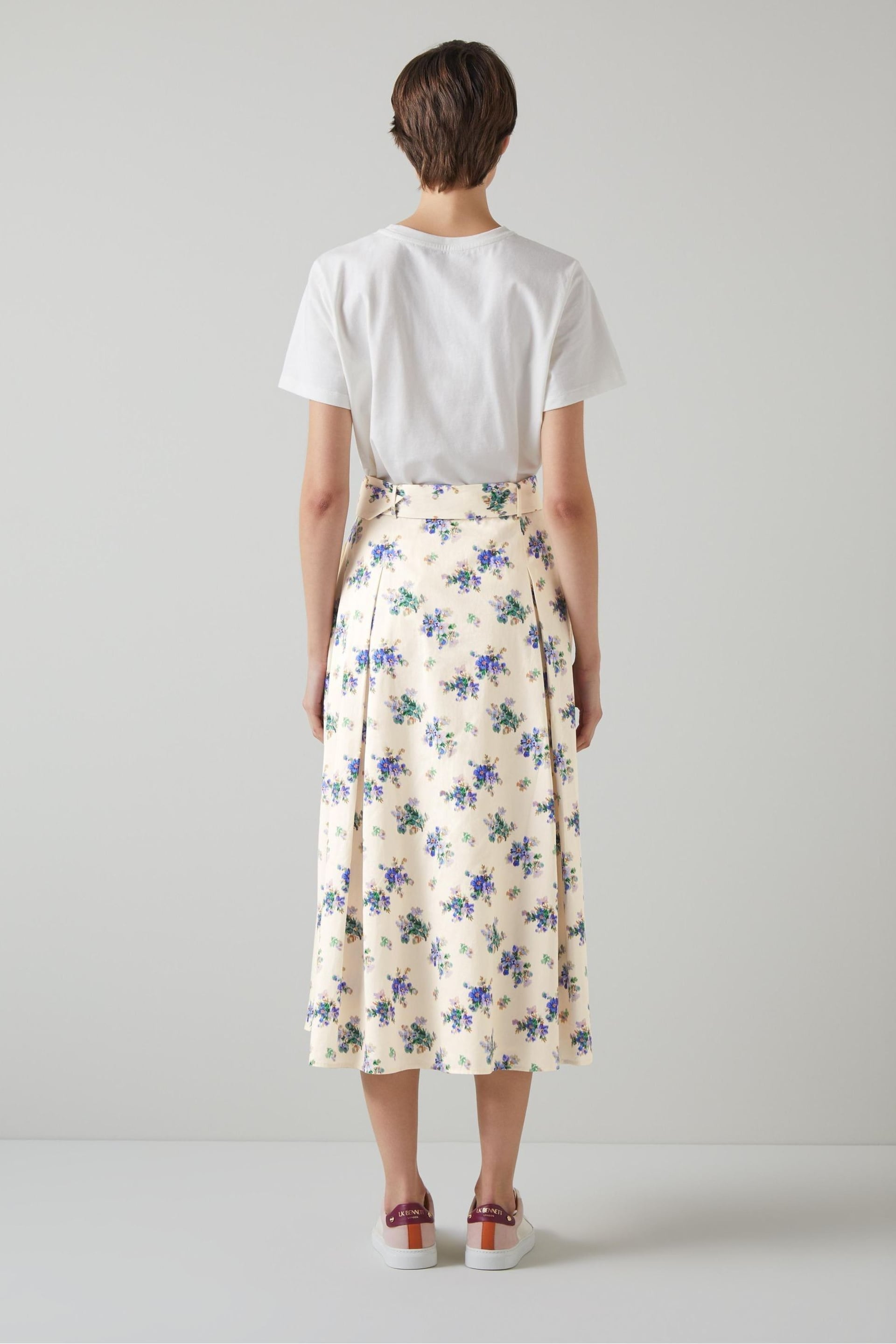 LK Bennett Elodie Bouquet Print Cotton Skirt - Image 2 of 3