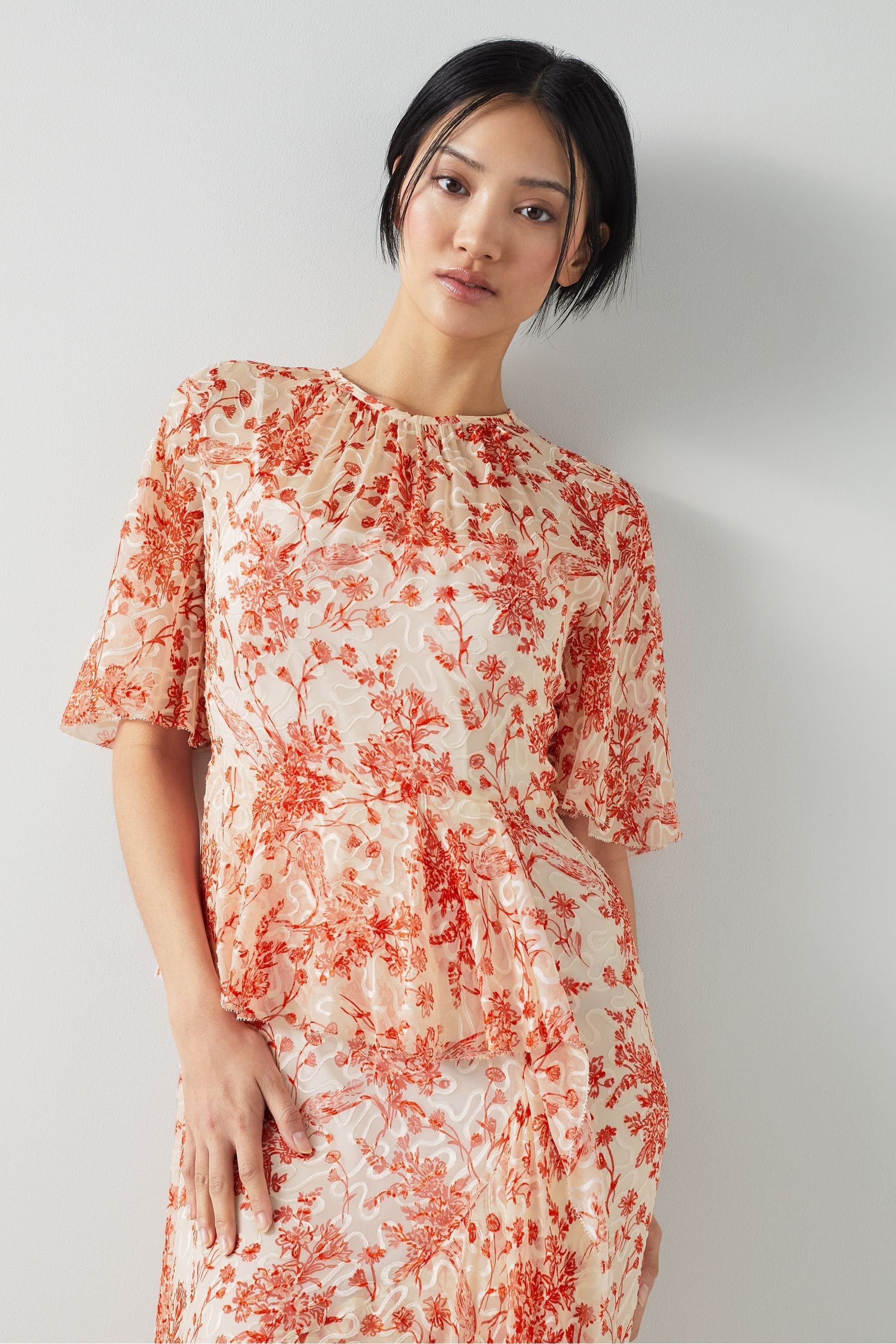 Buy LK Bennett Thea Silk Viscose Devore Toile Print Dress from Next Luxembourg
