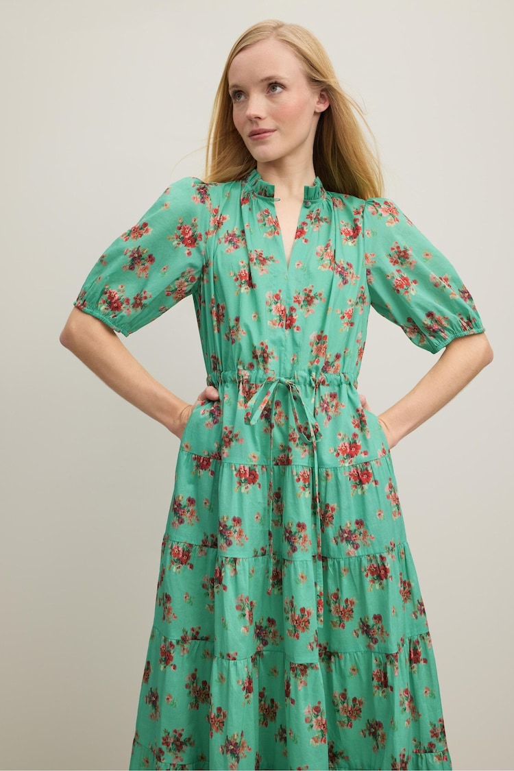 LK Bennett Green Hedy Bouquet Print 100% Cotton Tie Dress - Image 3 of 3