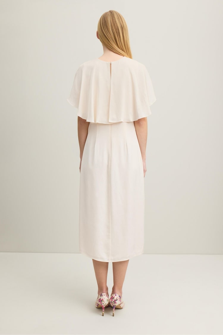 LK Bennett Cream Sadie Cape Detail Dress - Image 2 of 5