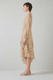 LK Bennett Mini Bea Check Silk Chiffon Ruffle Dress - Image 3 of 5