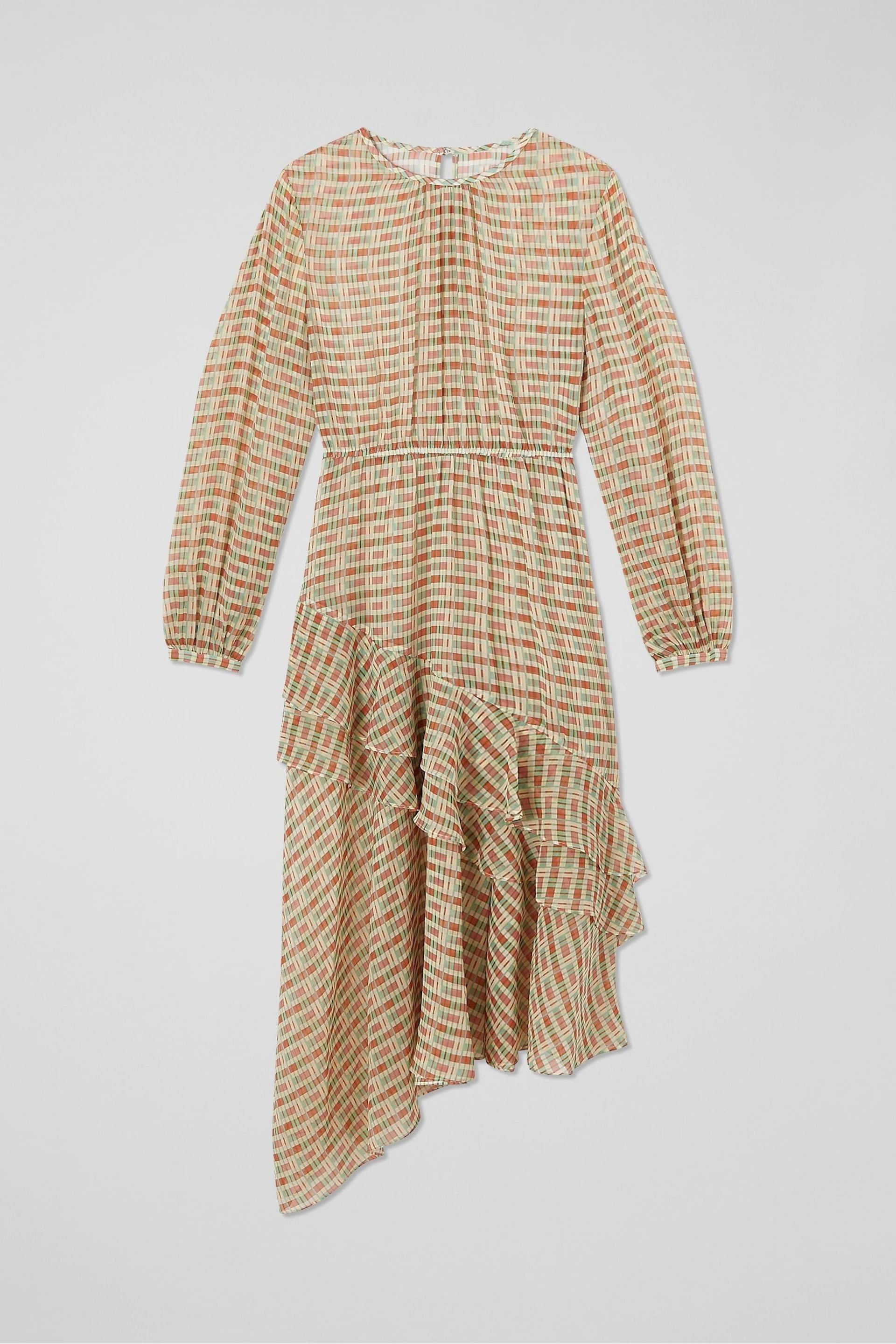 LK Bennett Mini Bea Check Silk Chiffon Ruffle Dress - Image 5 of 5