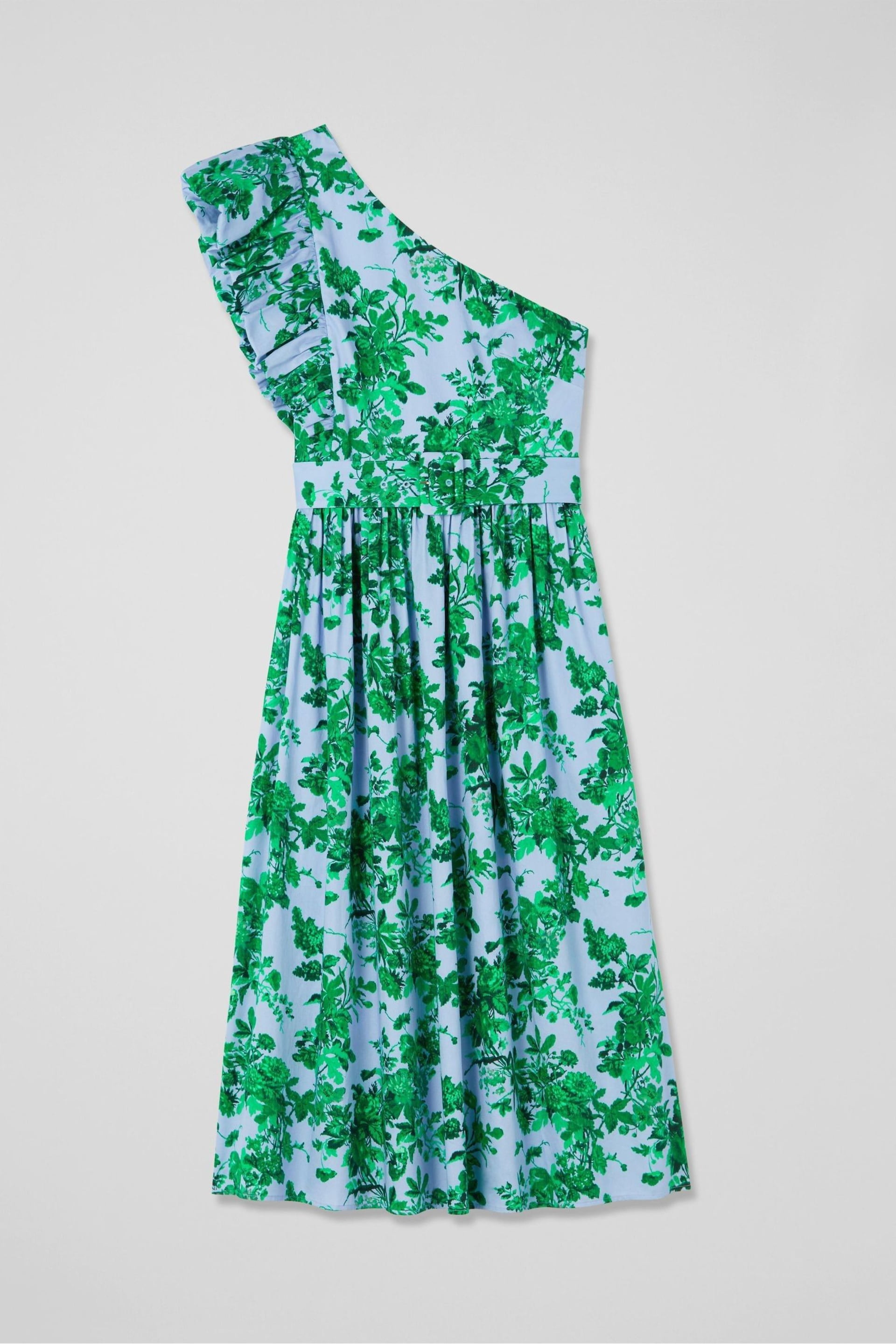 LK Bennett Maud Neon Garden Print Cotton One-Shoulder Dress - Image 4 of 4