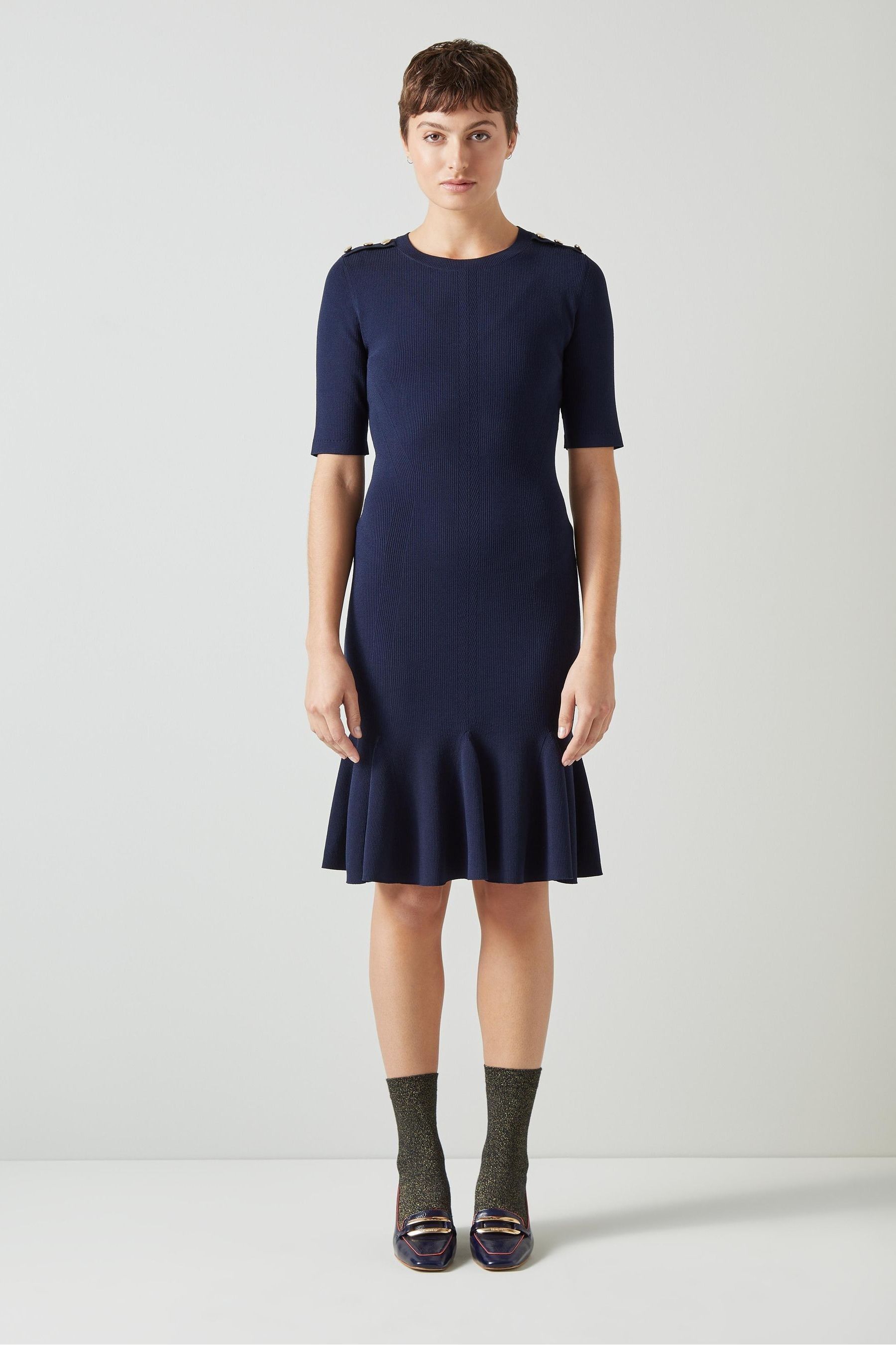 Buy LK Bennett Blue Annmarie Viscose Rich Dress from Next Oman