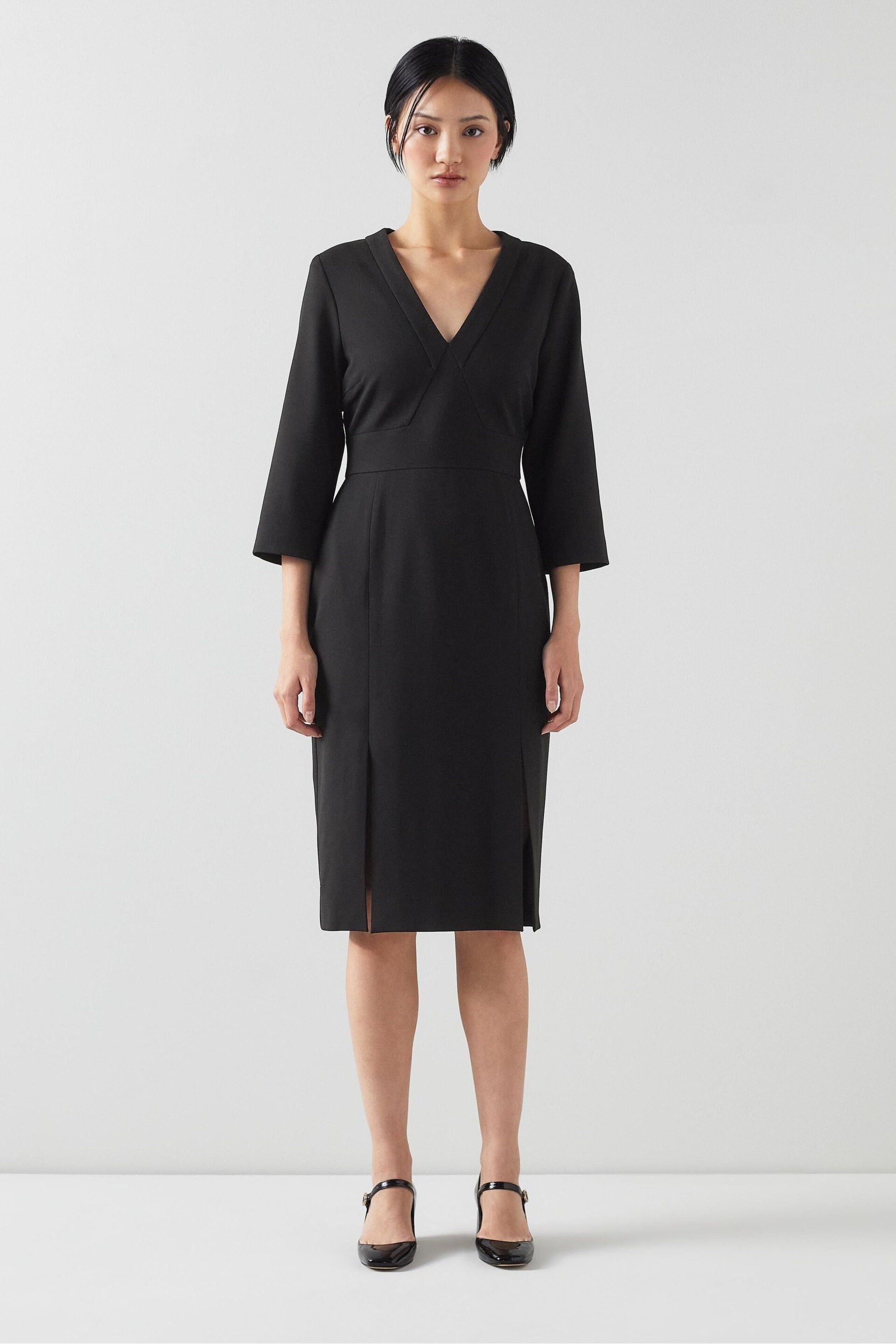LK Bennett Sky Lenzing™ Ecovero™ Viscose Blend Crepe Dress - Image 1 of 3