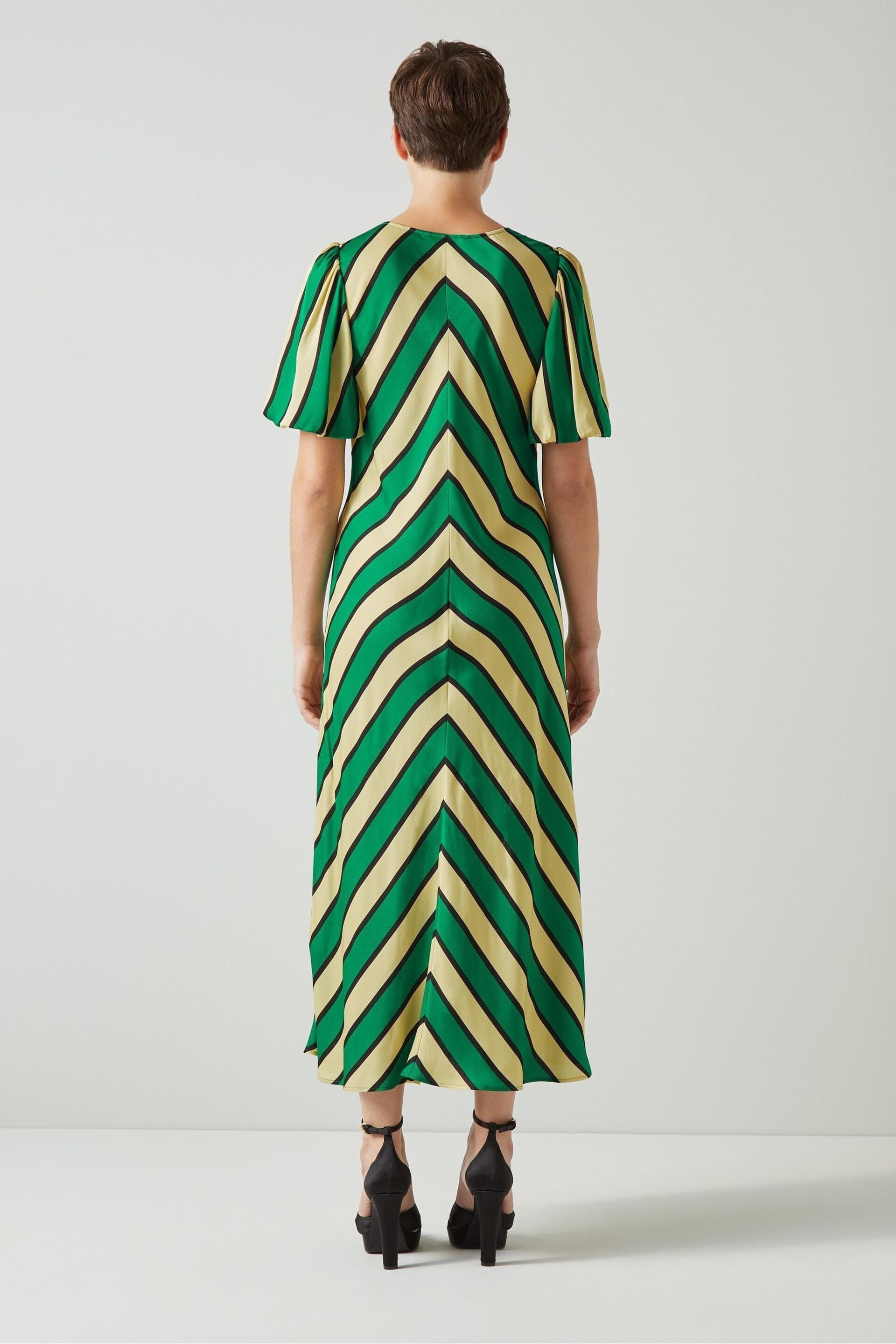 LK Bennett Meerim And Chevron Stripe Midi Dress - Image 3 of 4