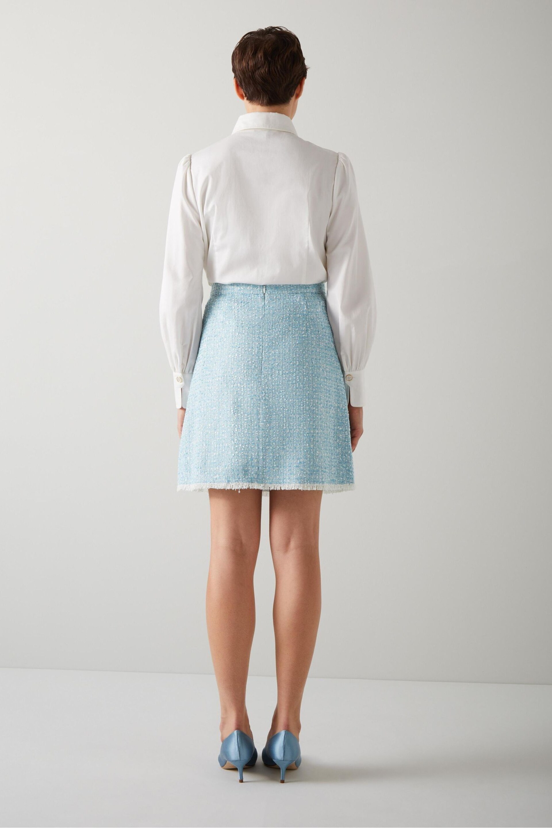 LK Bennett Karis Italian Cotton Blend Tweed Skirt - Image 2 of 4