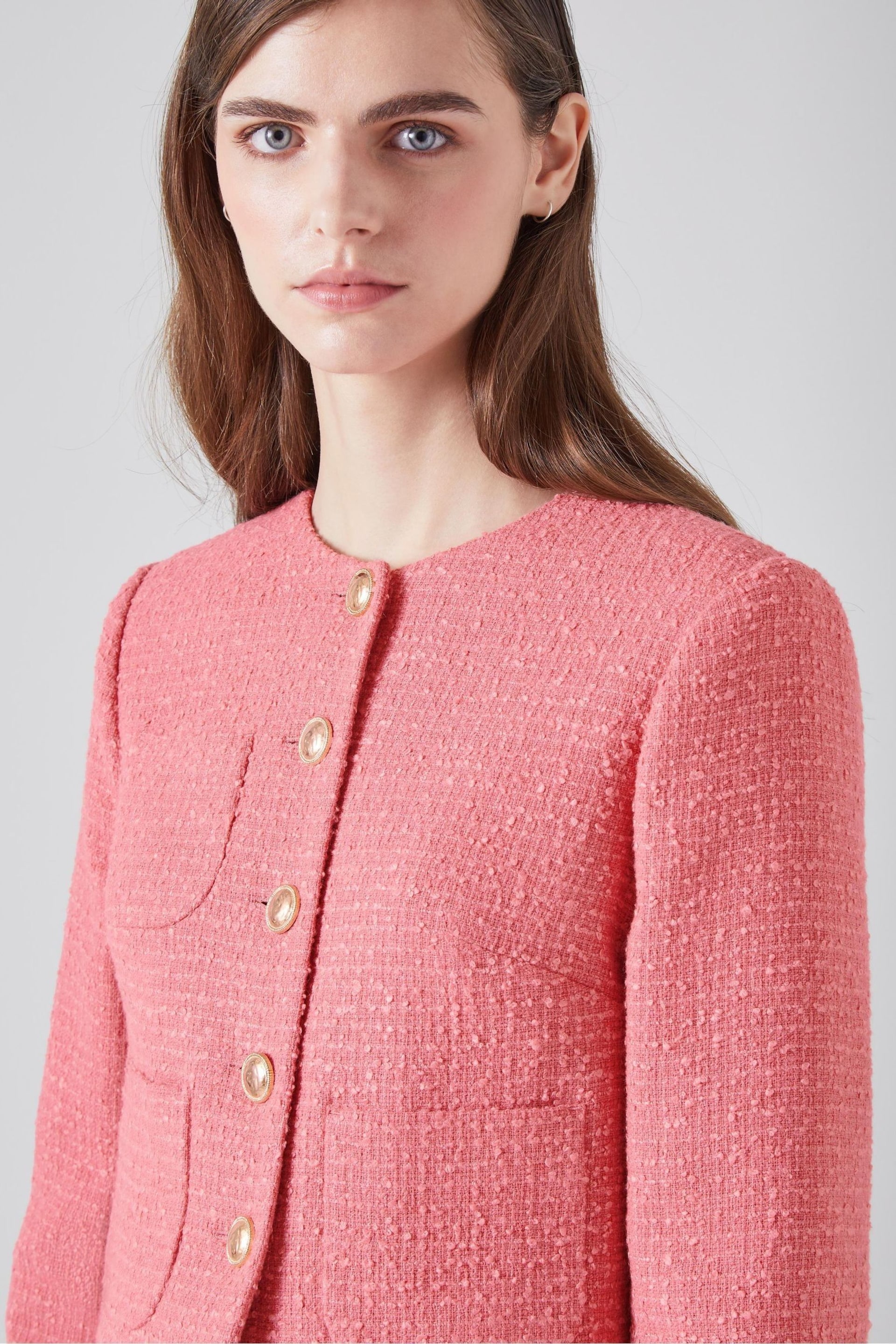 LK Bennett Allie Cotton Italian Tweed Jacket - Image 3 of 5