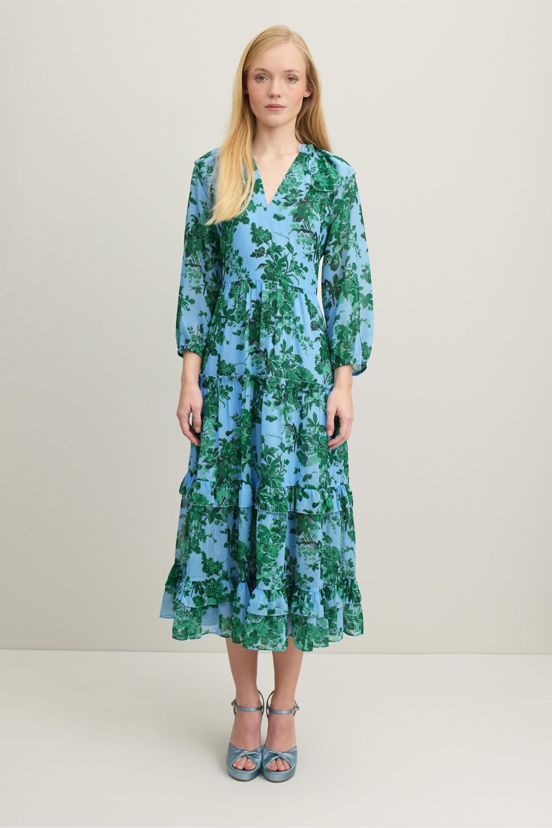 LK Bennett Eleanor Neon Garden Print Tie Dress - Image 1 of 3