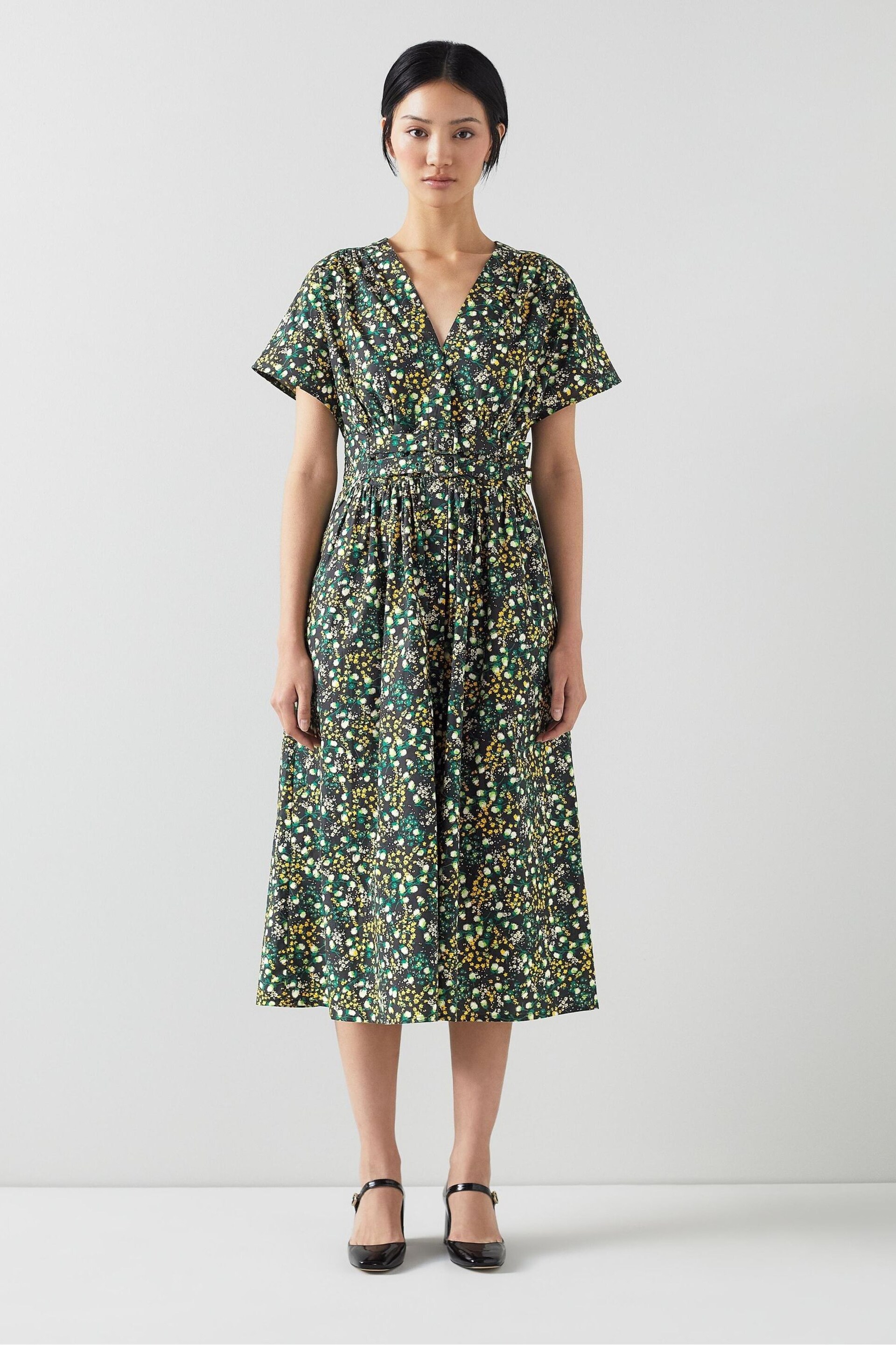 LK Bennett Eva Cotton Buttercup Meadow Print Dress - Image 1 of 3