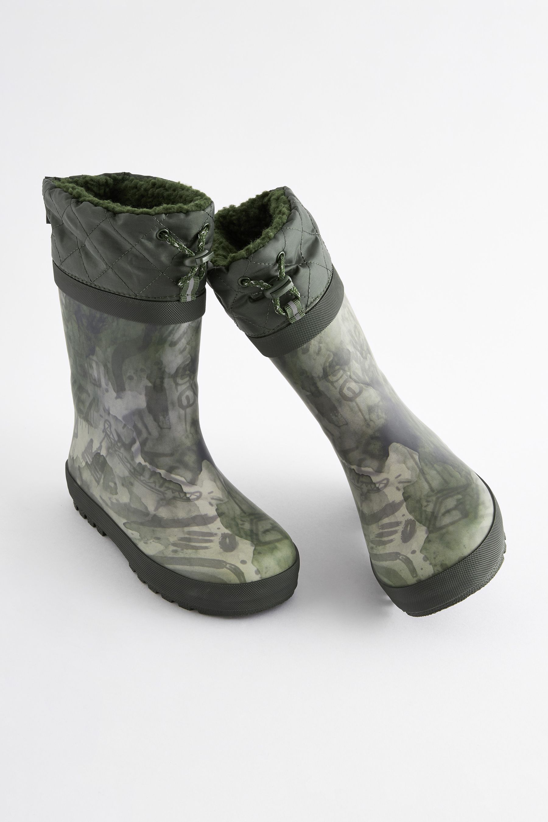 NEXT Khaki Camo Cuff Wellies 6 EU 39 Boys