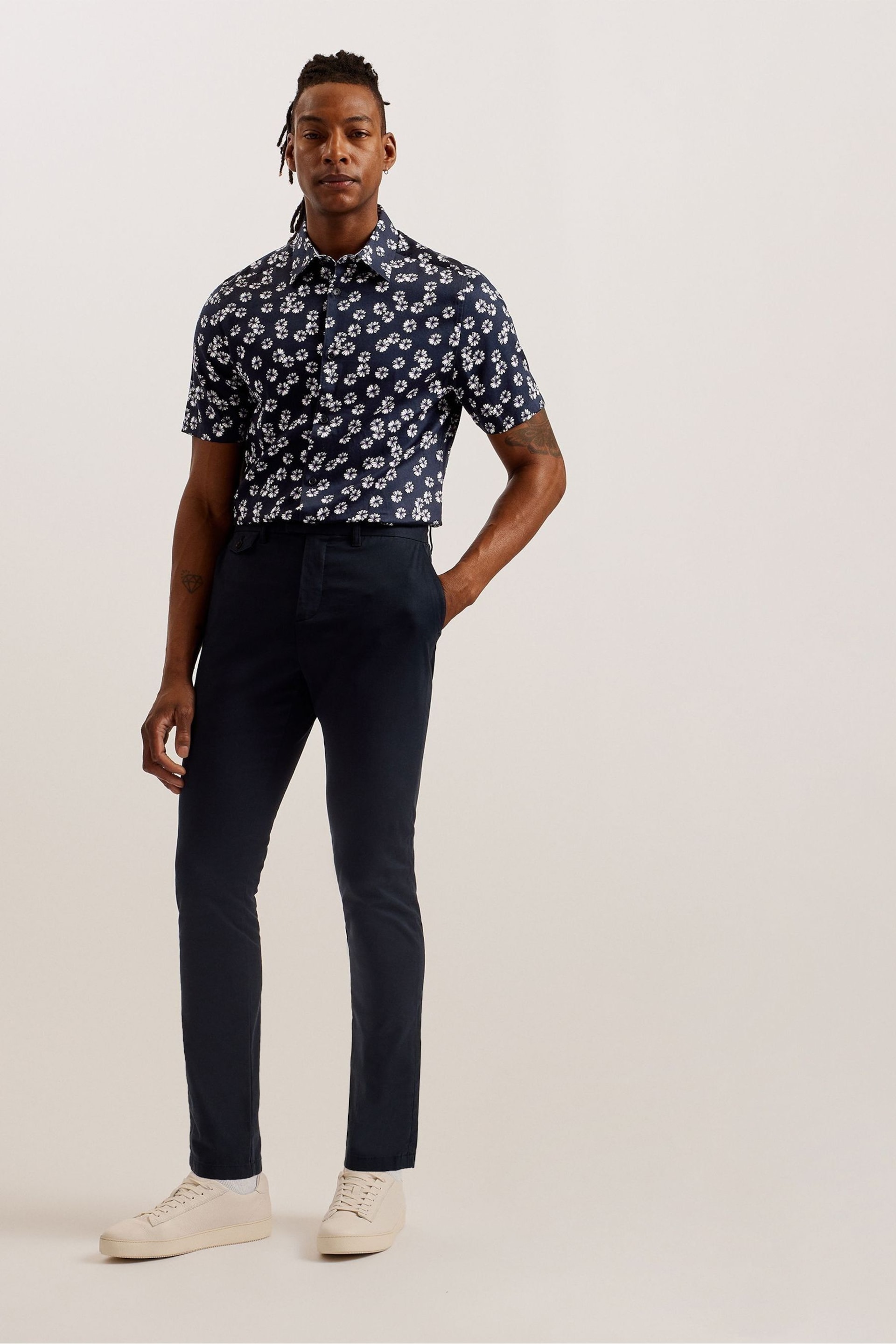 Ted Baker Blue Cotton Floral Shirt - Image 3 of 6