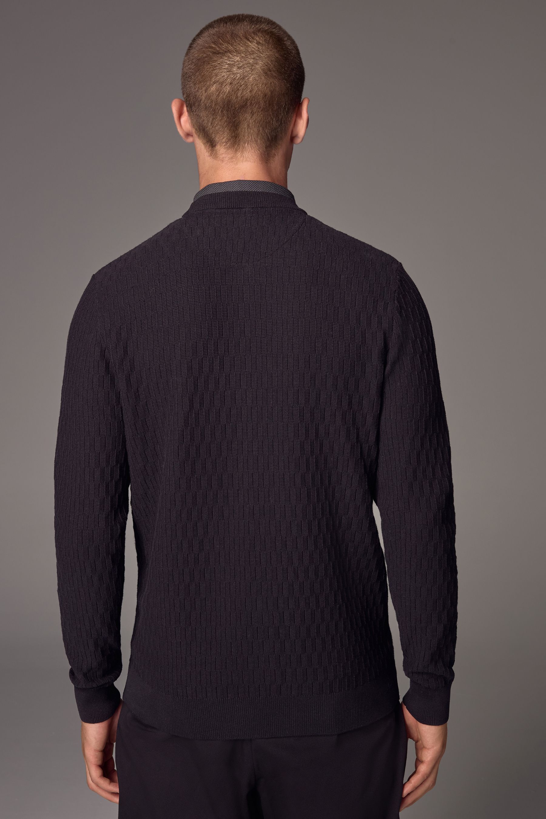 Black shirt insert crew neck jumper hotsell