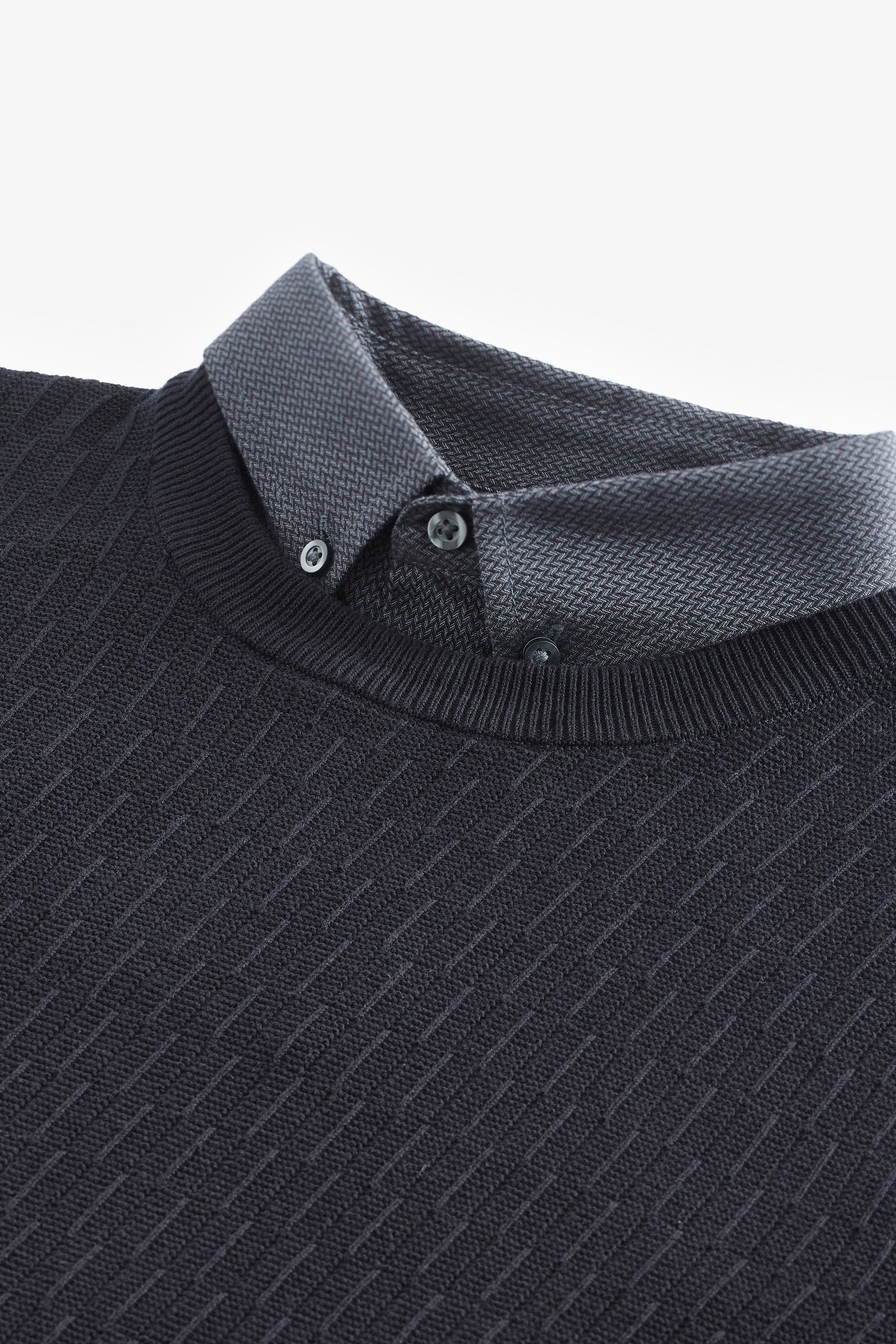 Buy Black Texture Crew Neck Regular 100 Cotton Mock Shirt Jumper from the Next UK online shop