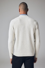 Ecru Cable Crew Neck Regular Mock Shirt Jumper - Image 3 of 7