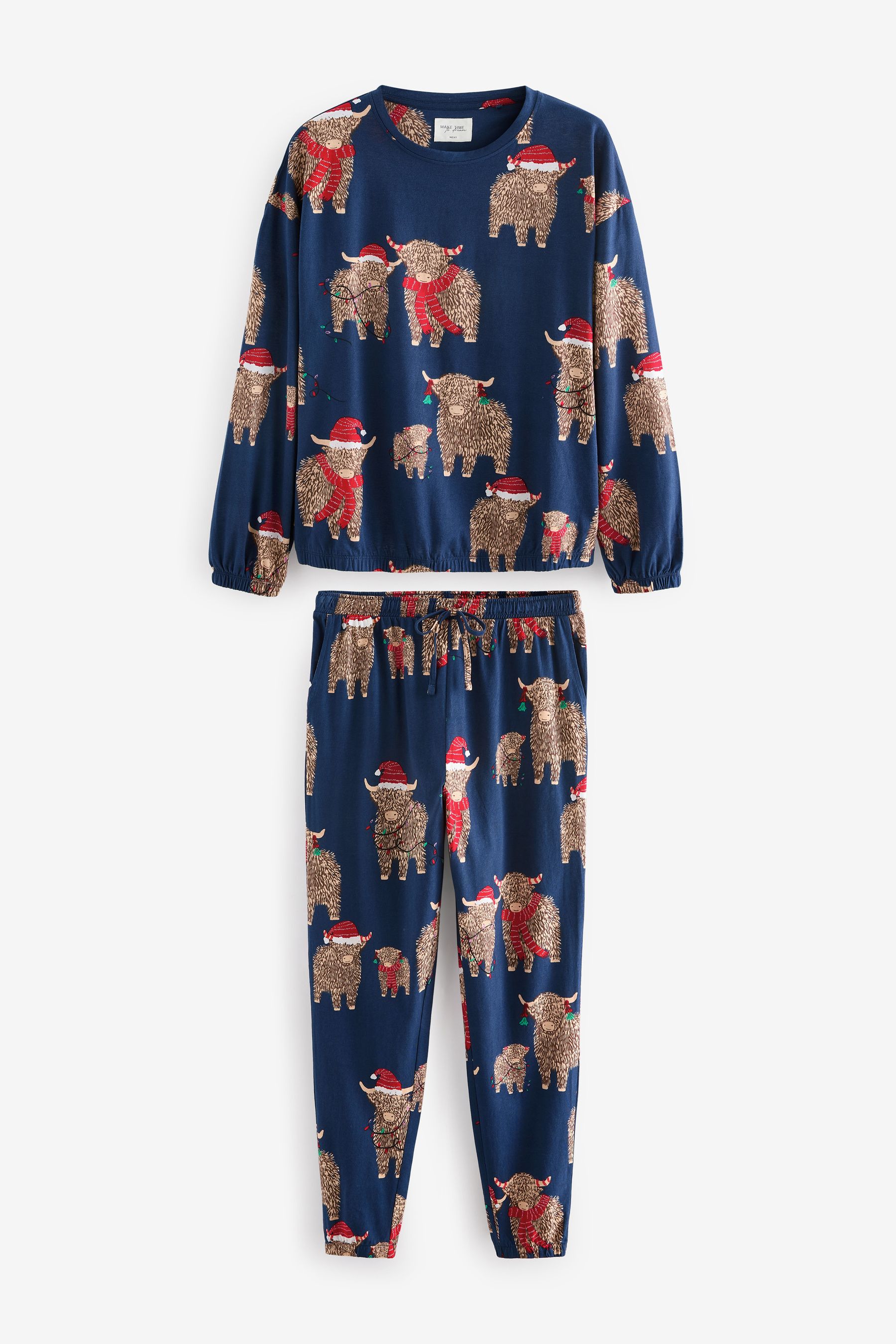 Buy Navy Blue Matching Family Womens Christmas Hamish The Highland Cow 100 Cotton Pyjamas from the Next UK online shop