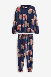 Navy Blue Matching Family Womens Christmas Hamish The Highland Cow 100% Cotton Pyjamas - Image 7 of 11