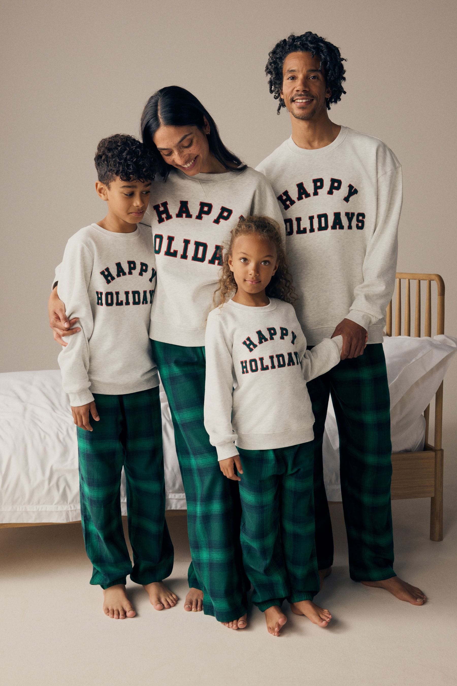 Buy Grey Green Womens 100 Cotton Matching Family Christmas Happy Holidays Pyjamas from the Next UK online shop