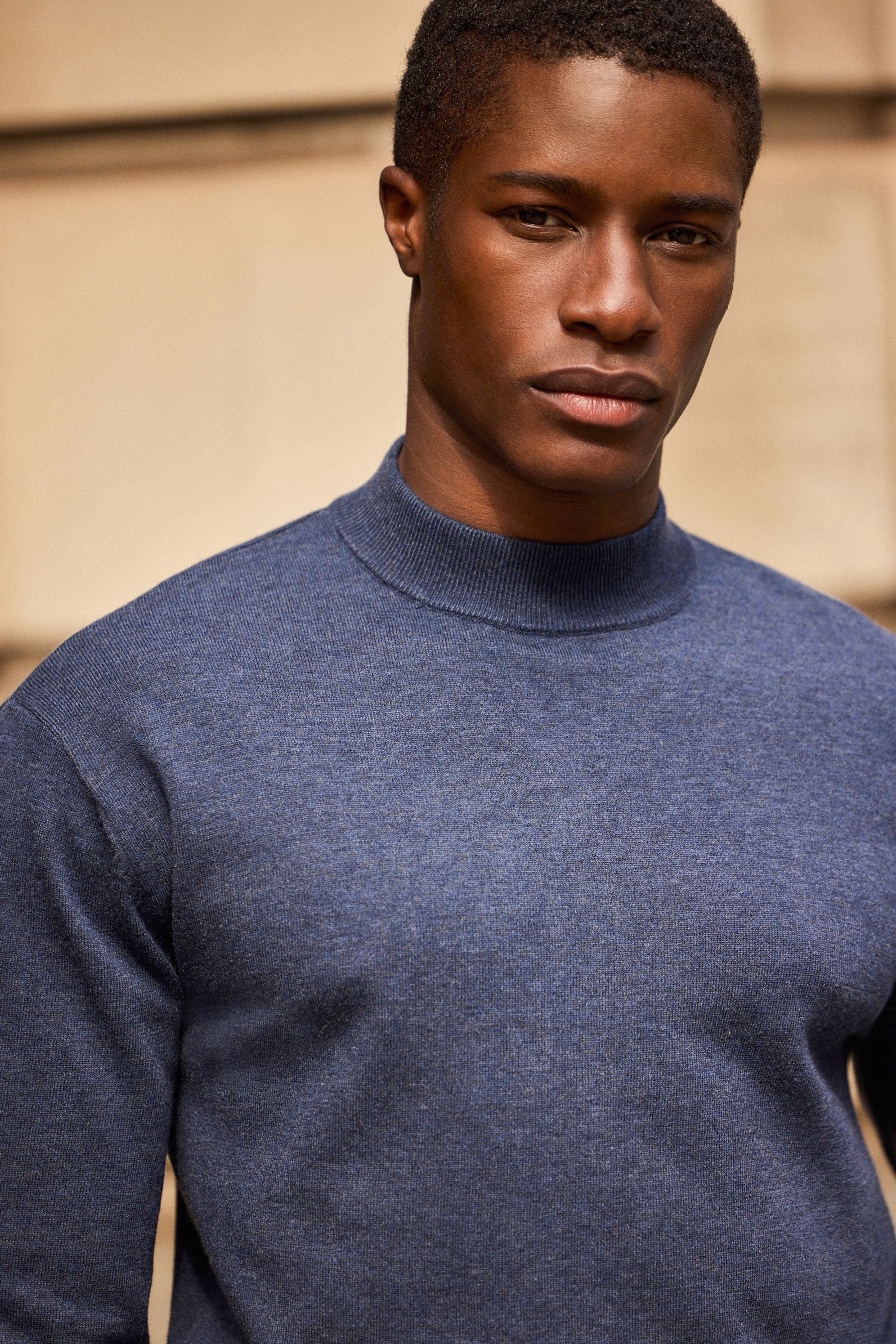 Buy Blue Plain Regular Fit Soft Touch Premium Knitted Crew Jumper from Next Kuwait